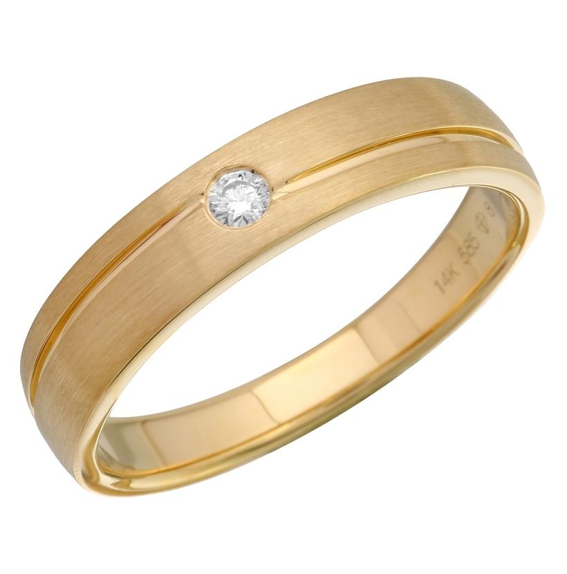0.05 Ctw Diamond 14k Yellow Gold Round Shape Men's Ring, Size 10