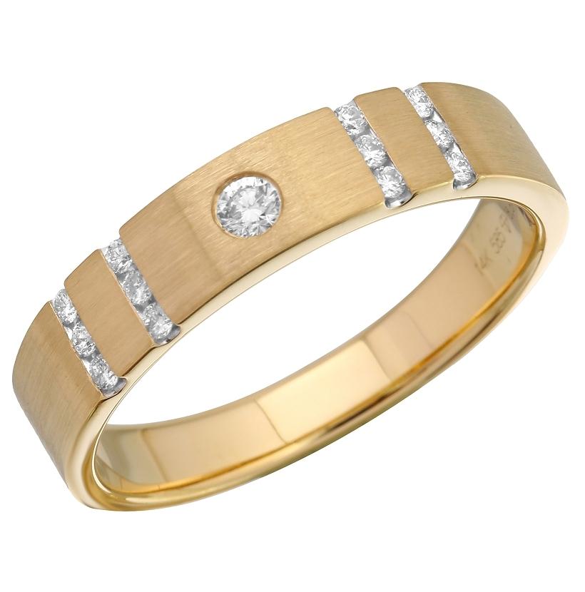 0.21 Ctw Diamond 14k Yellow Gold Round Shape Men's Ring, Size 10