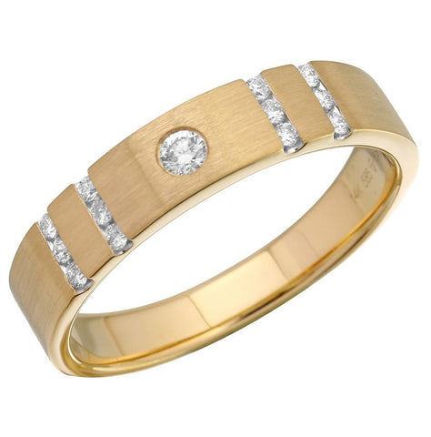 0.21 Ctw Diamond 14k Yellow Gold Round Shape Men's Ring, Size 10