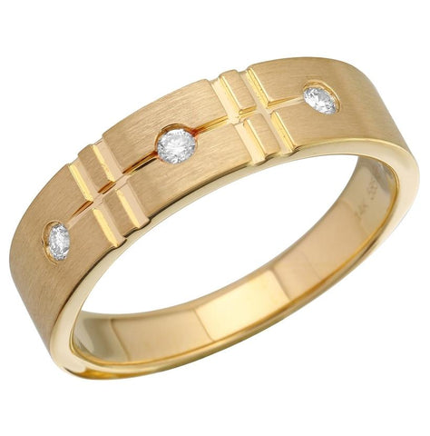 0.12 Ctw Diamond 14k Yellow Gold Round Shape Men's Ring, Size 10