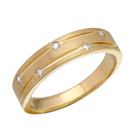 0.05 Ctw Diamond 14k Yellow Gold Round Shape Womens Ring, Size 6.5