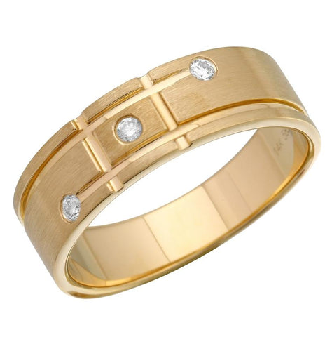 0.08 Ctw Diamond 14k Yellow Gold Round Shape Men's Ring, Size 10