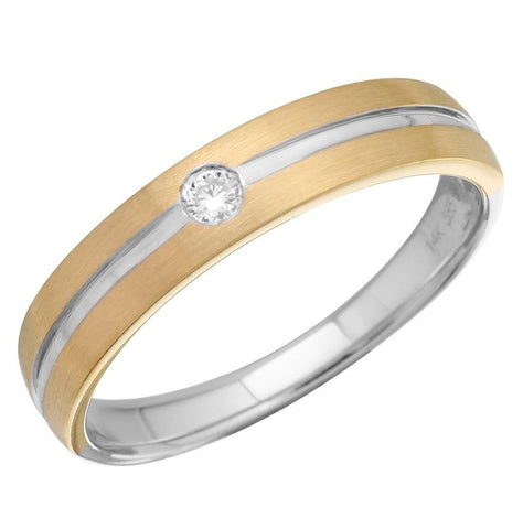 0.05 Ctw Diamond 14k Two Tone Gold Round Shape Men's Ring, Size 10