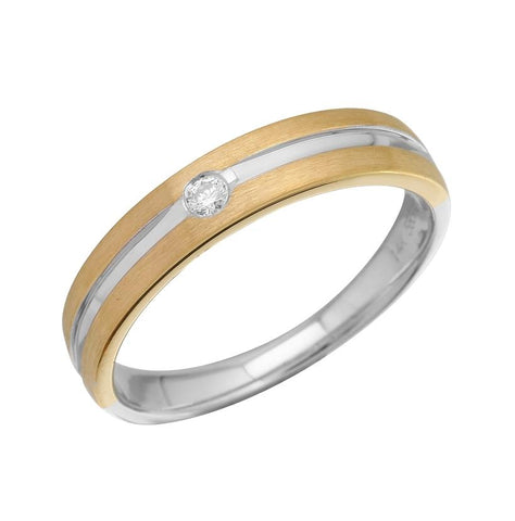 0.02 Ctw Diamond 14k Two Tone Gold Round Shape Womens Ring, Size 6.5