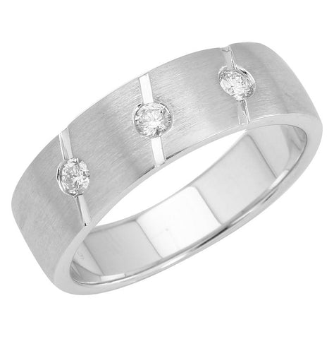 0.21 Ctw Diamond 14k White Gold Round Shape Men's Ring, Size 10