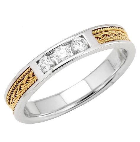 0.25 Ctw Diamond 14k Two Tone Gold Round Shape Men's Ring, Size 10