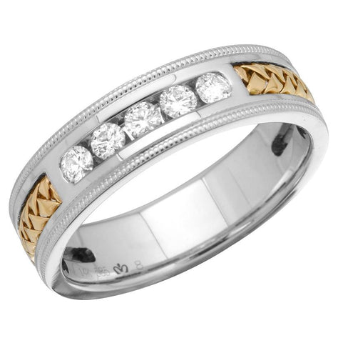 0.32 Ctw Diamond 14k Two Tone Gold Round Shape Men's Ring, Size 10