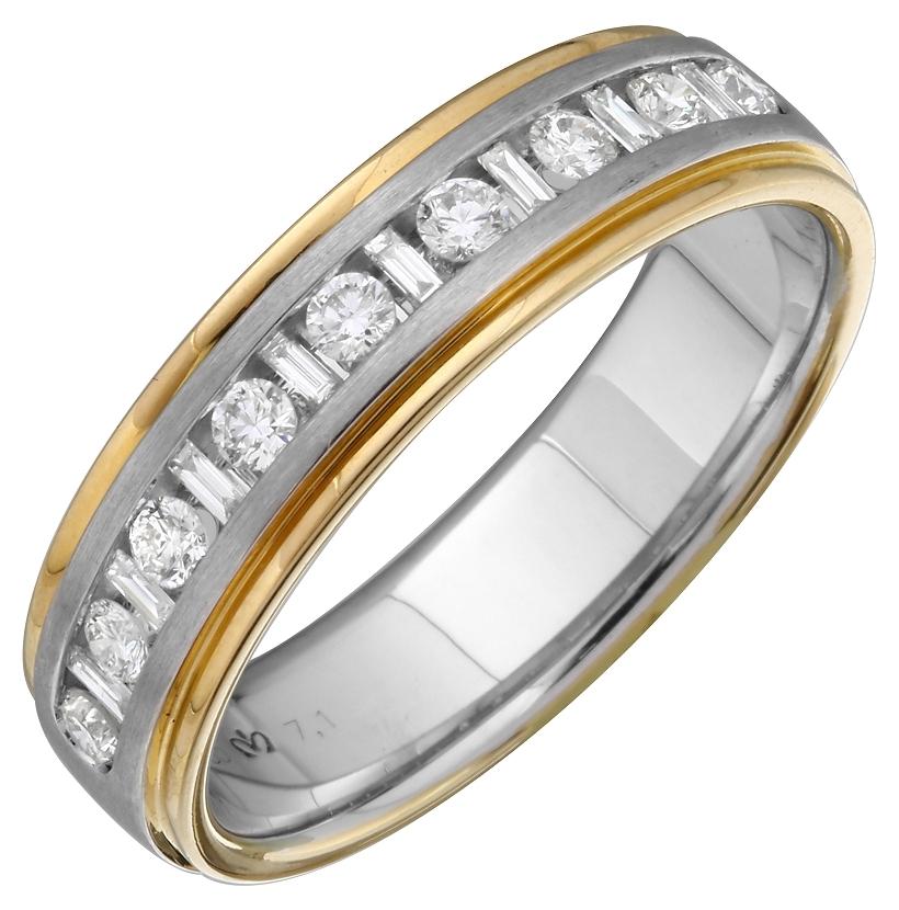 0.49 Ctw Diamond 14k Two Tone Gold Baguette Shape Men's Ring, Size 10