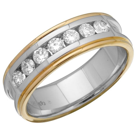 0.63 Ctw Diamond 14k Two Tone Gold Round Shape Men's Ring, Size 10