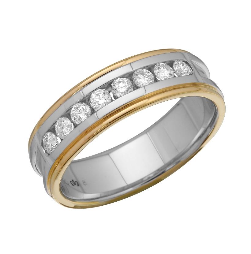0.49 Ctw Diamond 14k Two Tone Gold Round Shape Womens Ring, Size 6.5