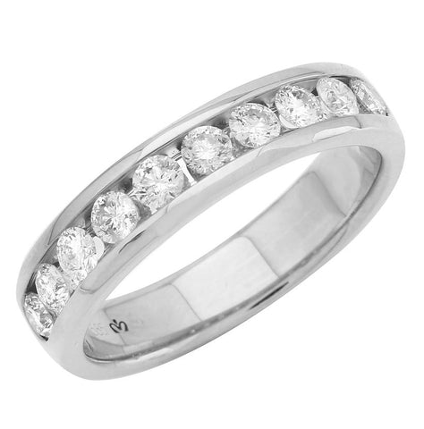 1.02 Ctw Diamond 14k White Gold Round Shape Men's Ring, Size 10