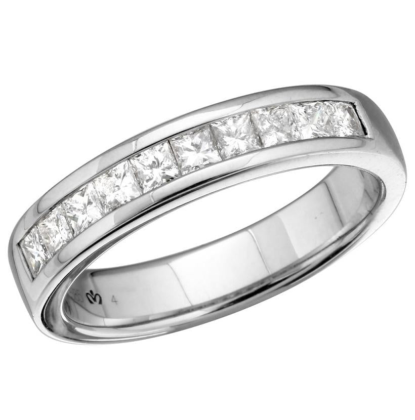 1.01 Ctw Diamond 14k White Gold Princess Shape Men's Ring, Size 10