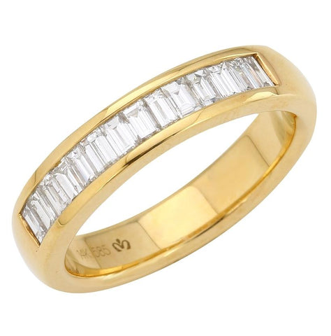 0.99 Ctw Diamond 14k Yellow Gold Tap Baguette Shape Men's Ring, Size 10