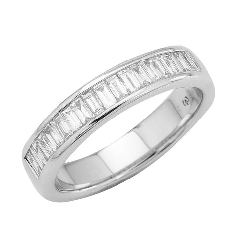 0.49 Ctw Diamond 14k White Gold Tap Baguette Shape Womens Ring, Size 6.5