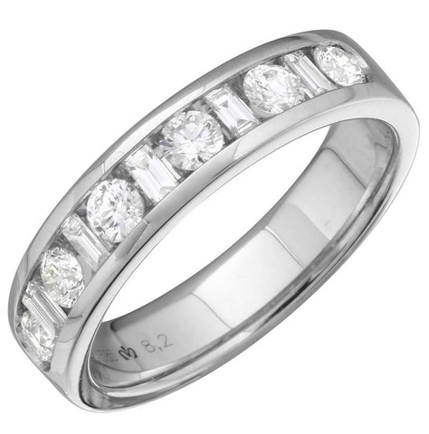 0.99 Ctw Diamond 14k White Gold Round Shape Men's Ring, Size 10