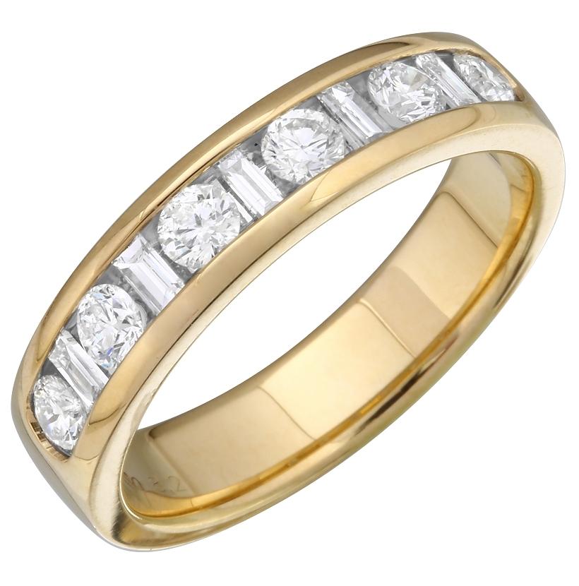 1.04 Ctw Diamond 14k Yellow Gold Round Shape Men's Ring, Size 10