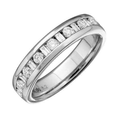 0.52 Ctw Diamond 14k White Gold Round Shape Womens Ring, Size 6.5
