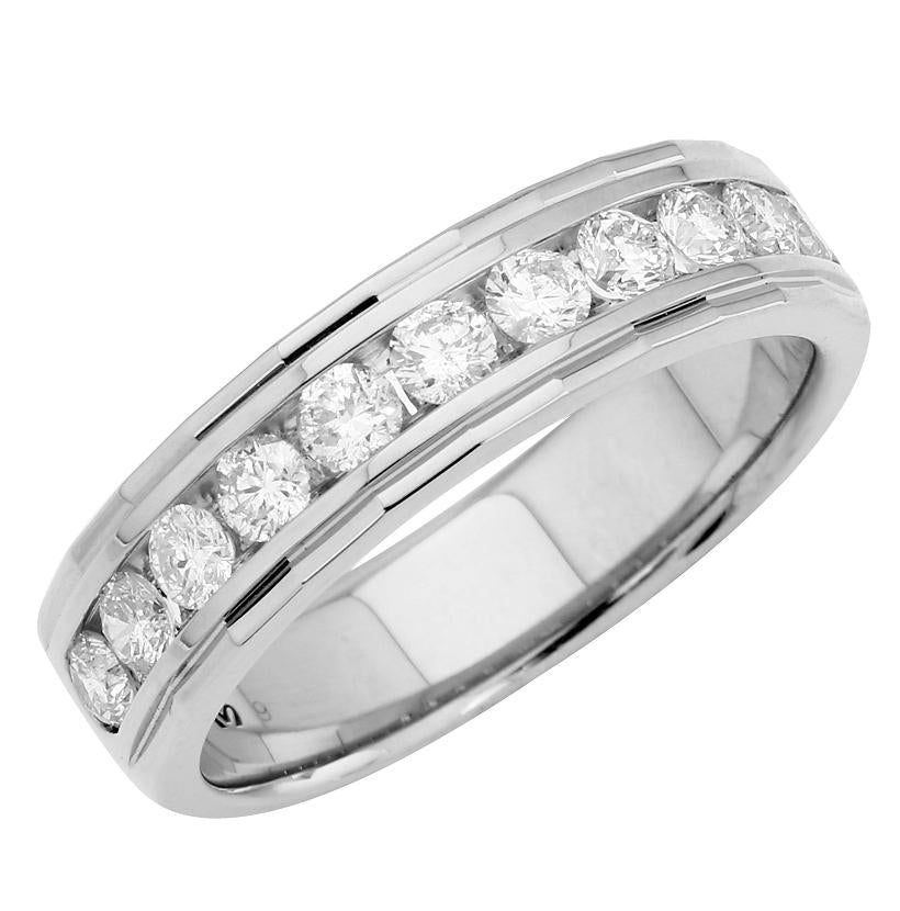 1.04 Ctw Diamond 14k White Gold Round Shape Men's Ring, Size 10