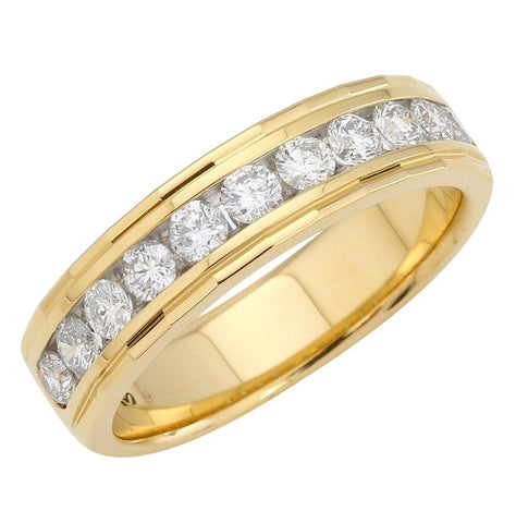 1.0 Ctw Diamond 14k Yellow Gold Round Shape Men's Ring, Size 10