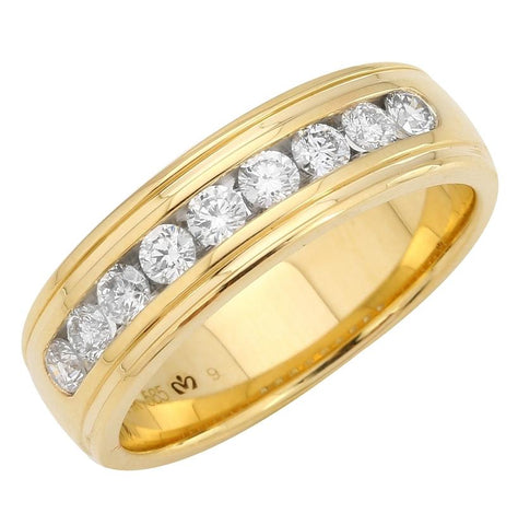 0.78 Ctw Diamond 14k Yellow Gold Round Shape Men's Ring, Size 10
