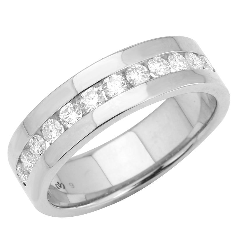 0.76 Ctw Diamond 14k White Gold Round Shape Men's Ring, Size 10