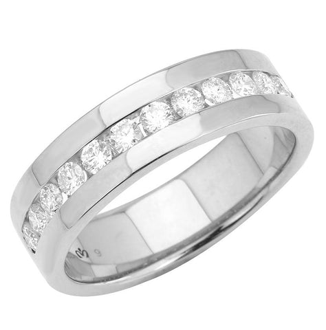 0.76 Ctw Diamond 14k White Gold Round Shape Men's Ring, Size 10