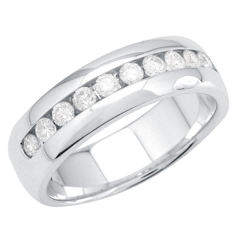 0.75 Ctw Diamond 14k White Gold Round Shape Men's Ring, Size 10
