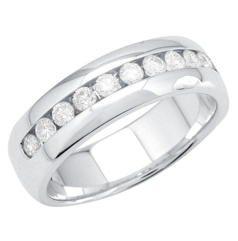 0.75 Ctw Diamond 14k White Gold Round Shape Men's Ring, Size 10