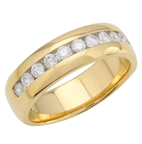 0.74 Ctw Diamond 14k Yellow Gold Round Shape Men's Ring, Size 10