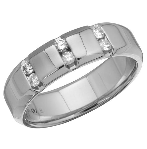 0.26 Ctw Diamond 14k White Gold Round Shape Men's Ring, Size 10