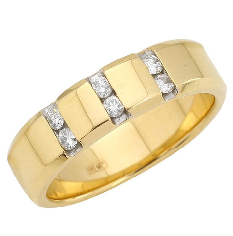 0.25 Ctw Diamond 14k Yellow Gold Round Shape Men's Ring, Size 10