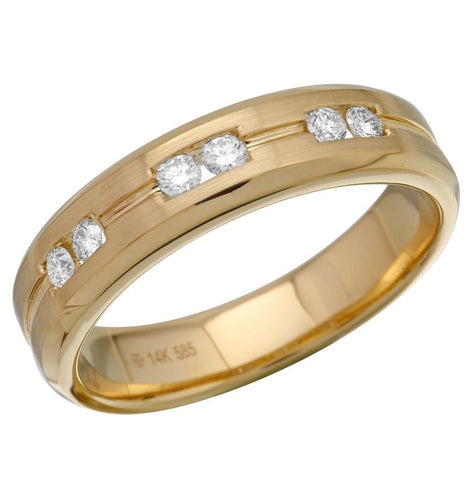 0.26 Ctw Diamond 14k Yellow Gold Round Shape Men's Ring, Size 10