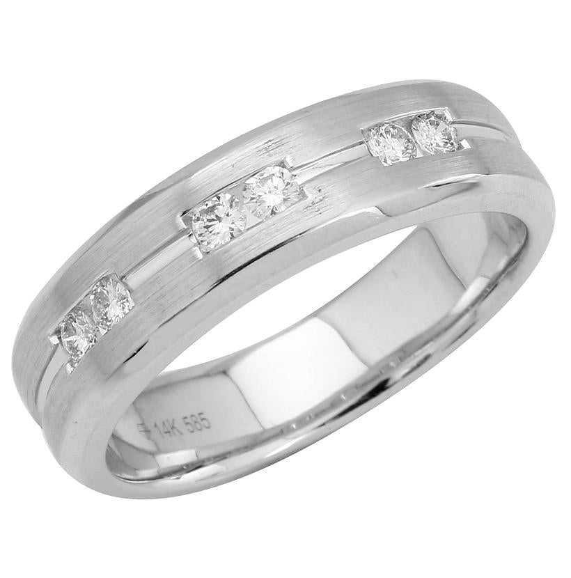 0.25 Ctw Diamond 14k White Gold Round Shape Men's Ring, Size 10
