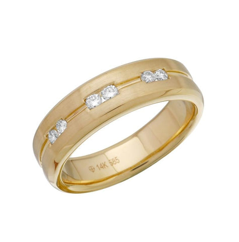 0.14 Ctw Diamond 14k Yellow Gold Round Shape Womens Ring, Size 6.5