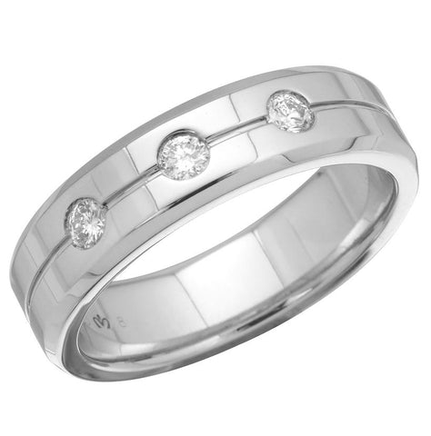 0.25 Ctw Diamond 14k White Gold Round Shape Men's Ring, Size 10