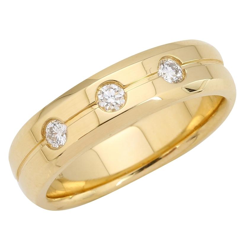 0.25 Ctw Diamond 14k Yellow Gold Round Shape Men's Ring, Size 10