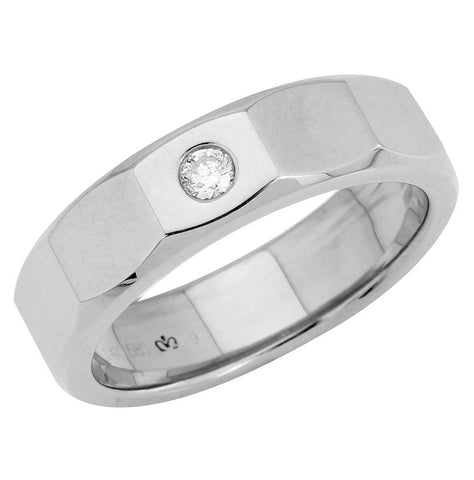 0.12 Ctw Diamond 14k White Gold Round Shape Men's Ring, Size 10