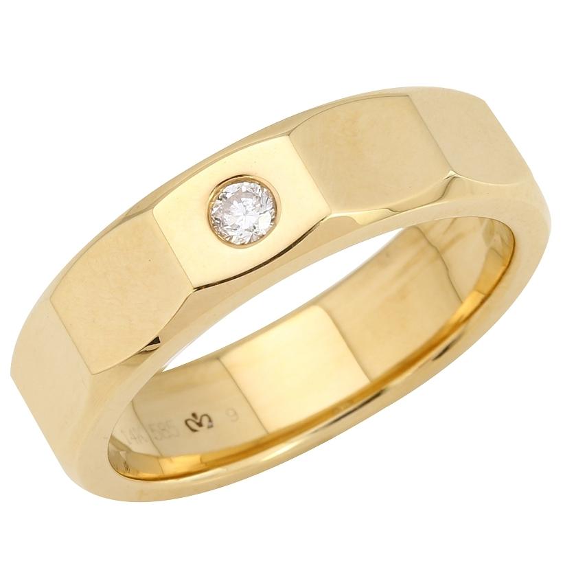 0.11 Ctw Diamond 14k Yellow Gold Round Shape Men's Ring, Size 10