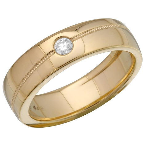 0.12 Ctw Diamond 14k Yellow Gold Round Shape Men's Ring, Size 10