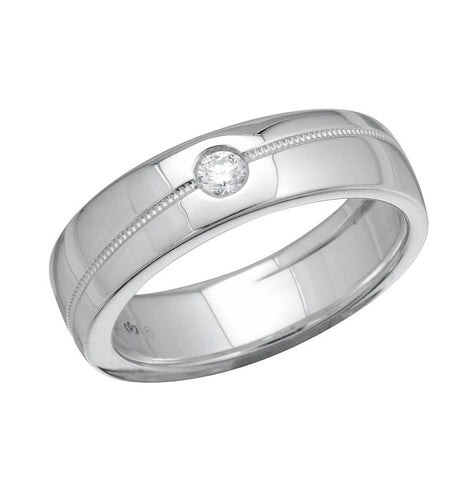 0.06 Ctw Diamond 14k White Gold Round Shape Womens Ring, Size 6.5