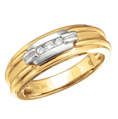 14k Two Tone Gold Mens Ring