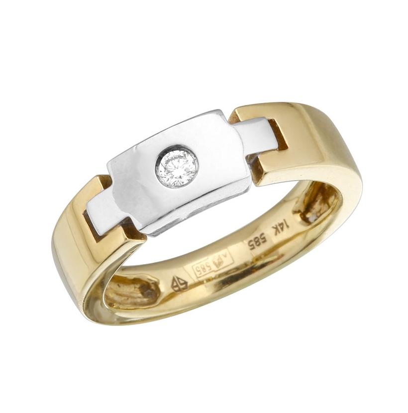 0.04 Ctw Diamond 14k Two Tone Gold Round Shape Womens Ring, Size 6.5