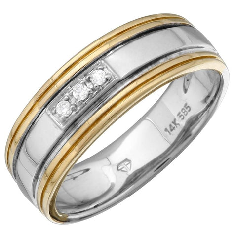 0.08 Ctw Diamond 14k Two Tone Gold Round Shape Men's Ring, Size 10