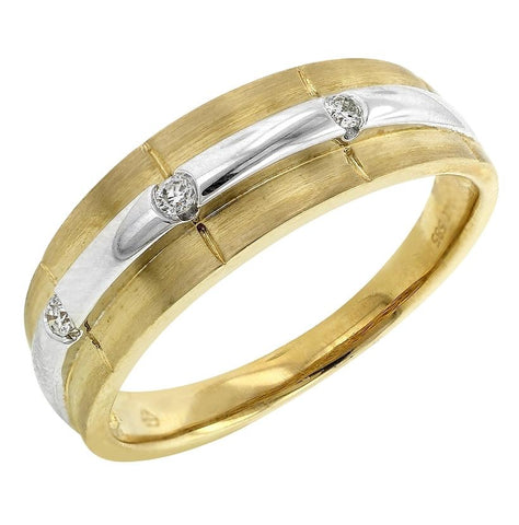 0.09 Ctw Diamond 14k Yellow Gold Round Shape Men's Ring, Size 10