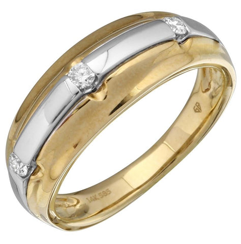 0.18 Ctw Diamond 14k Two Tone Gold Round Shape Men's Ring, Size 10