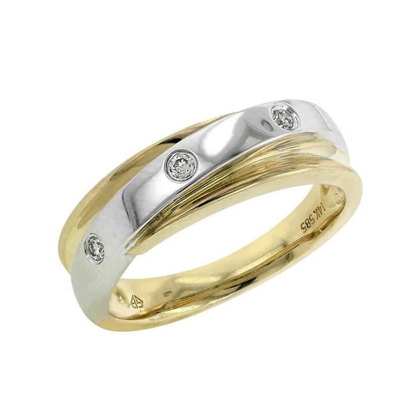 0.06 Ctw Diamond 14k Two Tone Gold Round Shape Womens Ring, Size 6.5