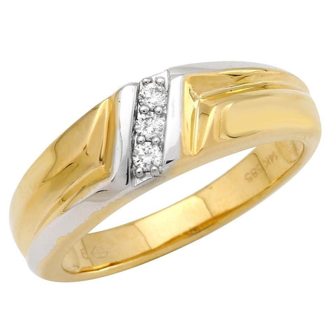 0.11 Ctw Diamond 14k Yellow Gold Round Shape Men's Ring, Size 10