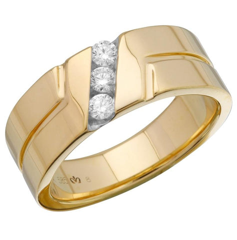 0.26 Ctw Diamond 14k Yellow Gold Round Shape Men's Ring, Size 10
