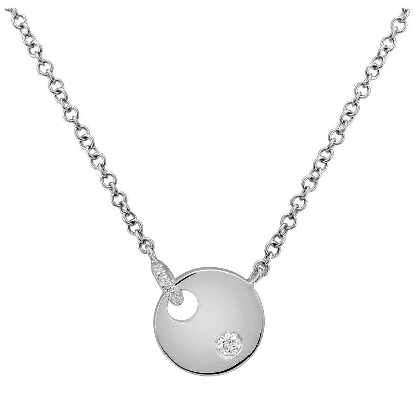 0.06 Ctw Diamond 14k White Gold Round Shape Womens Diamond Necklace