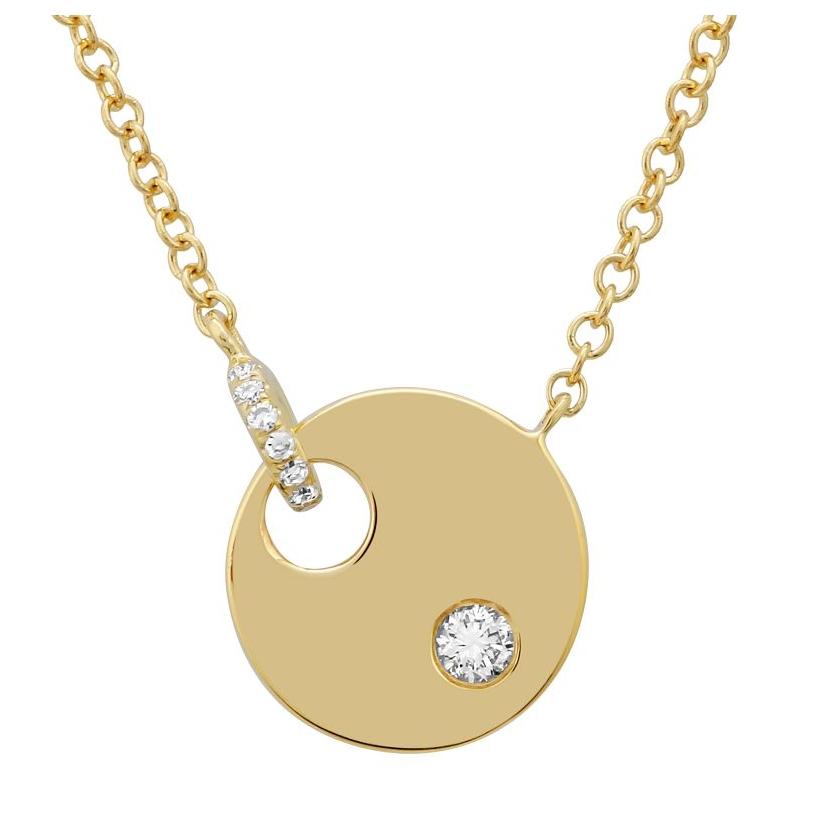 0.06 Ctw Diamond 14k Yellow Gold Round Shape Womens Diamond Necklace